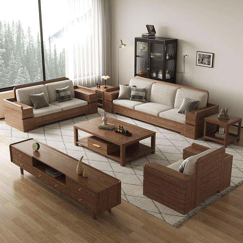 白蜡木实木沙发现代简约组合客厅小户型高箱储物转角贵妃北欧家具