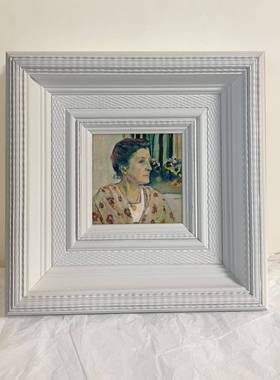 美式编织纹实木画框简约白色印花油画框相框装饰小清新装裱框挂墙