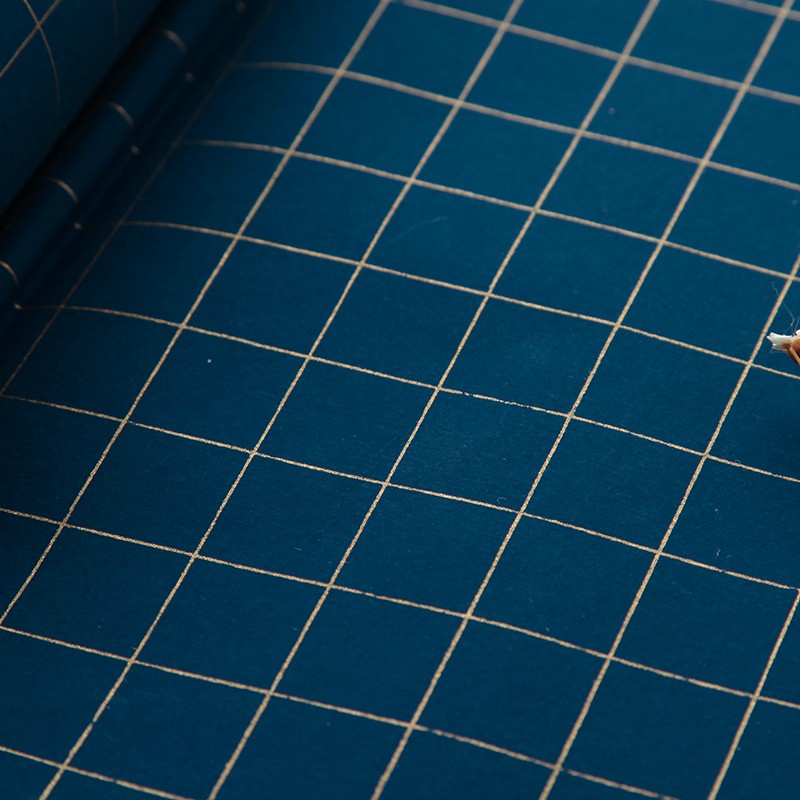 四尺对开万年蓝粉彩方格子2/3/4/5/6cm小楷创作藏蓝色金墨汁宣纸