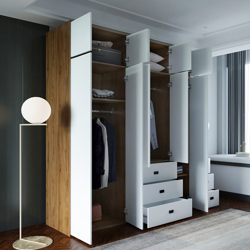 四门五门六门成品简约到顶衣柜家用卧室整体定制转角组合组装衣橱