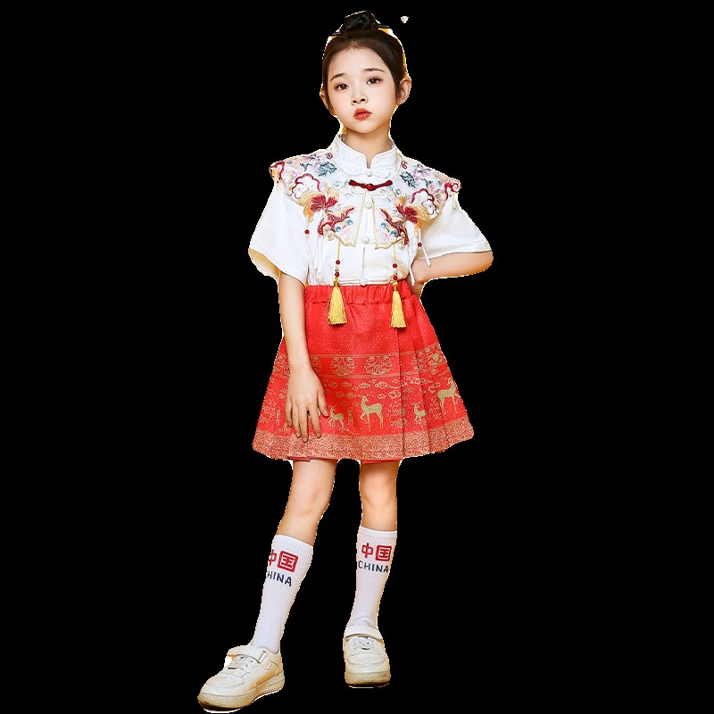 女童马面裙小学生合唱服幼儿园汉服国潮表演服唐中国风儿童演出服