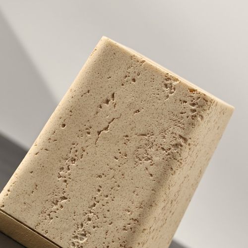 洞石笔筒办公室桌面轻奢高级感大容量毛笔创意摆件高档笔筒收纳盒