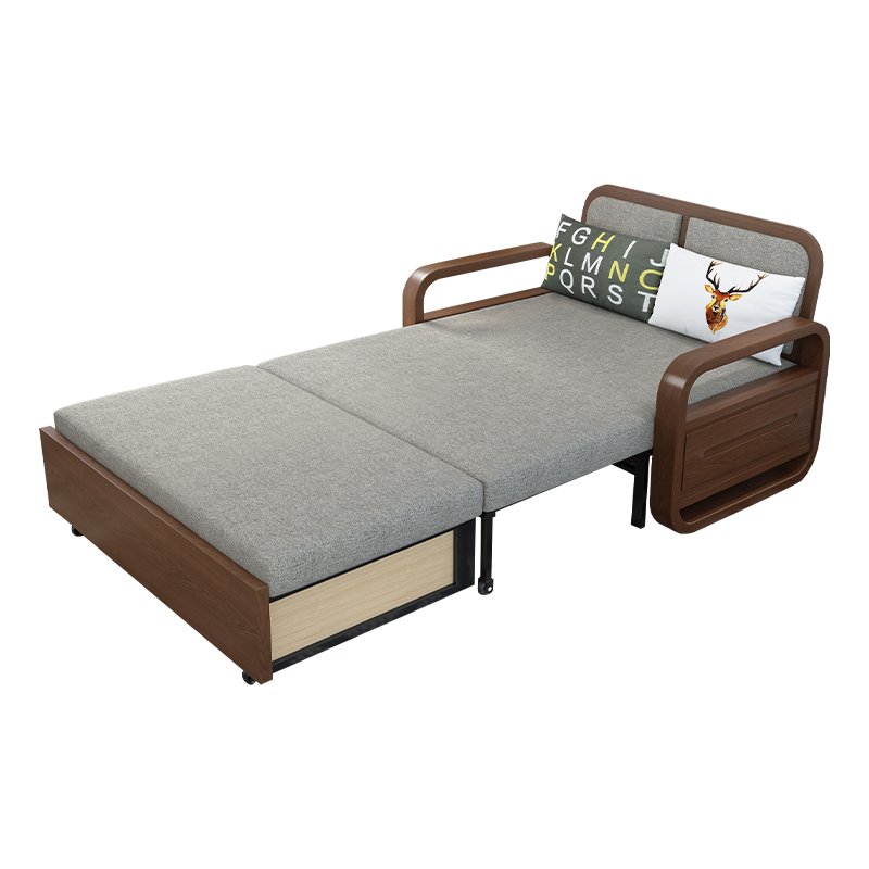 单人沙发床实木 书房客厅可折叠1.2米多功能双人两用小户型伸缩床