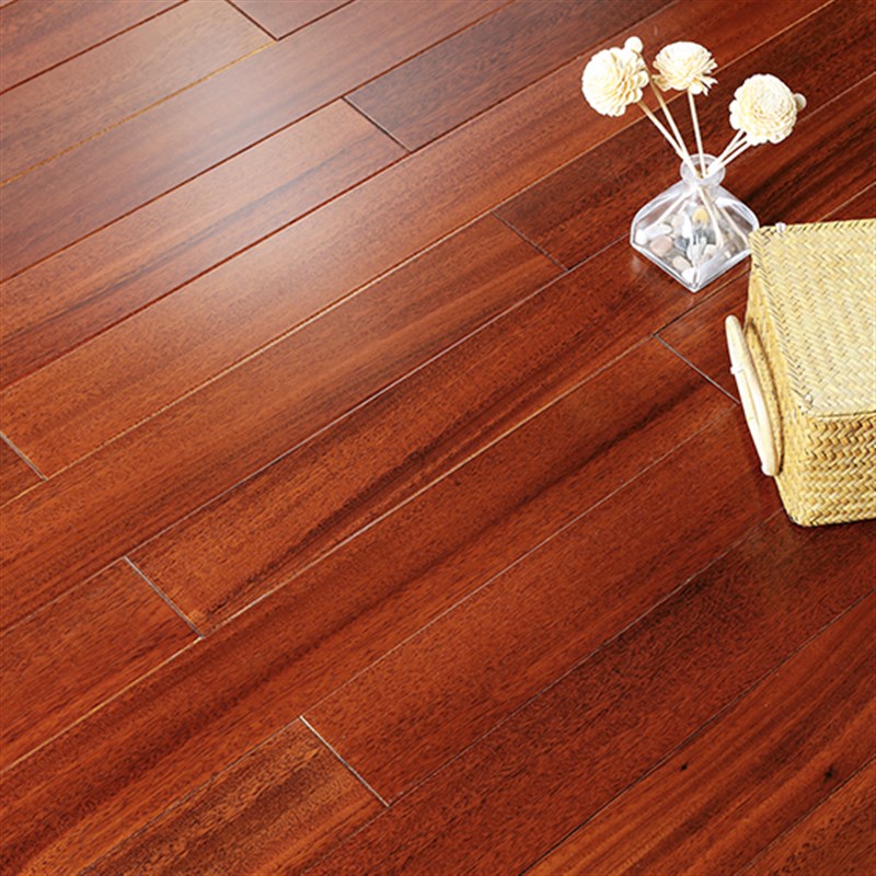 纯实木地板原木厂家直销圆盘豆(奥坎)锁扣地热V家用卧室环保耐