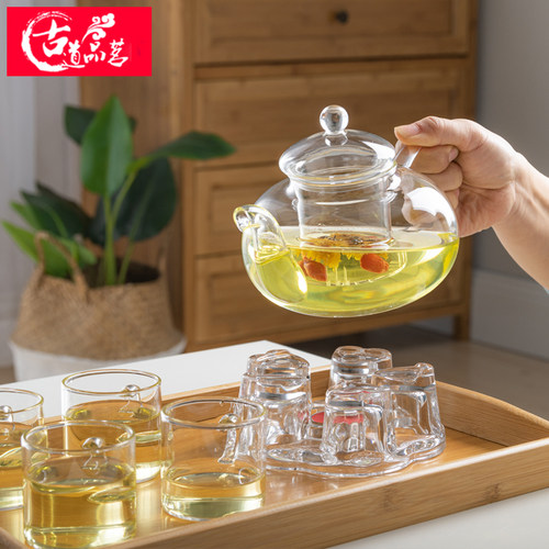 玻璃泡茶壶耐热耐高温小冲茶器花茶水壶过滤透明家用功夫茶具套装