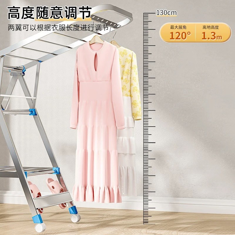 晾衣架折叠家用阳台落地不锈钢室内可3H04加厚加粗凉移动室外结实