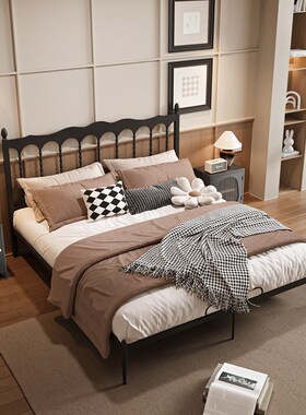 复古铁艺床黑色1.5m1.8m双人床加粗加L厚现代简约儿童床主卧单人