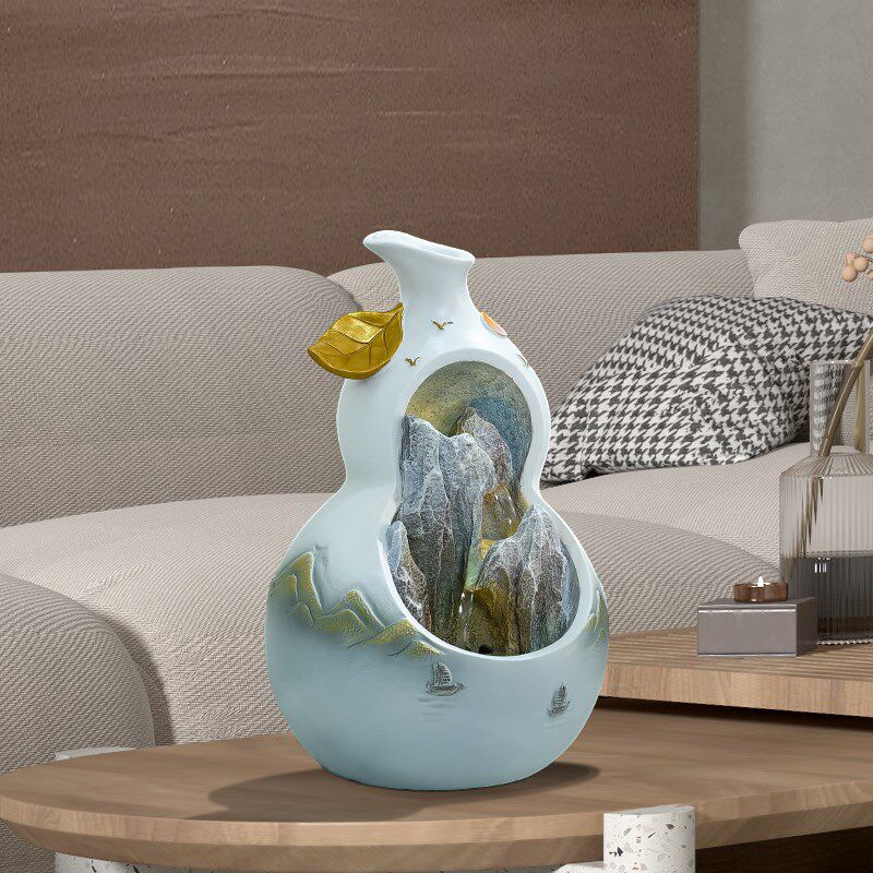 国风葫芦流水喷泉摆件客厅玄关电视柜装饰乔迁新居龙年开运礼物