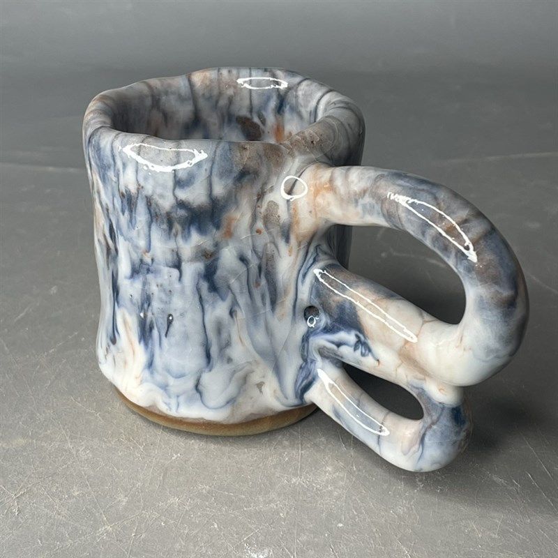 120-150毫升咖啡杯志野烧水杯创意文艺茶杯汤吞冰裂开片异形把手