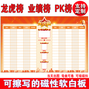 定制磁性可擦写软白板龙虎榜英雄榜业绩榜PK墙贴文化墙绩效看板