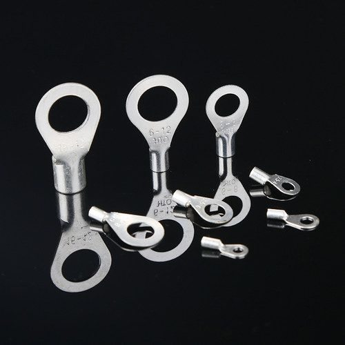 OT6-16e冷压接线端子O型圆形裸端头铜线鼻子镀银接线耳 100只