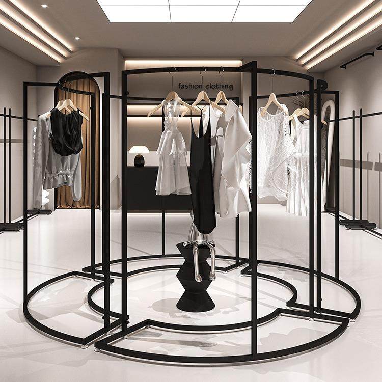 服装店弧形中岛货架中间摆放铁艺黑色陈列架组合女装店衣服展示架,特色手工艺,其他特色工艺品,淘宝优惠券,粉丝福利购,淘宝优惠卷