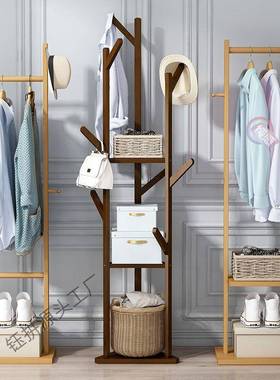 落地挂衣架子简易衣帽架立式卧室置物架家用房间室内挂包收纳架