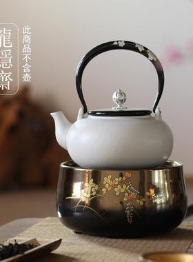 龙隐斋金光釉/黑金地金银花1000w电陶炉家用静音铁壶银壶专用