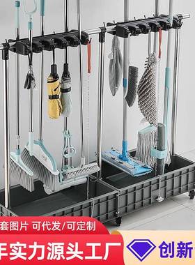 移动落地拖把架不锈钢清洁工具置物架阳台收纳放置扫把墩布沥水架