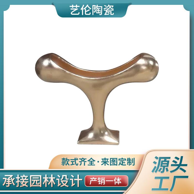 厂家古铜色T字形玻璃钢落地大花瓶花器艺术摆件客厅酒店装饰品