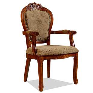 厂家直销欧式实木布椅美式实木布扶手椅咖啡椅子洽谈桌椅子