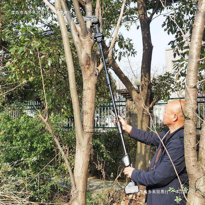 电动式电链锯伐木锯充电锂电修枝树枝修剪户外高空伸缩杆电锯包邮