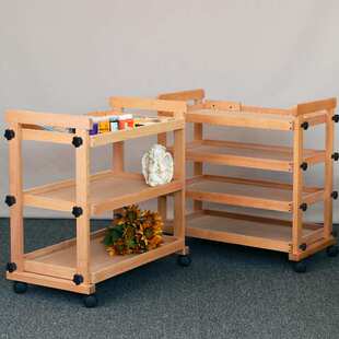 木扎特实木制颜料收纳车美术生多功能3层4层画笔工具推车带抽屉