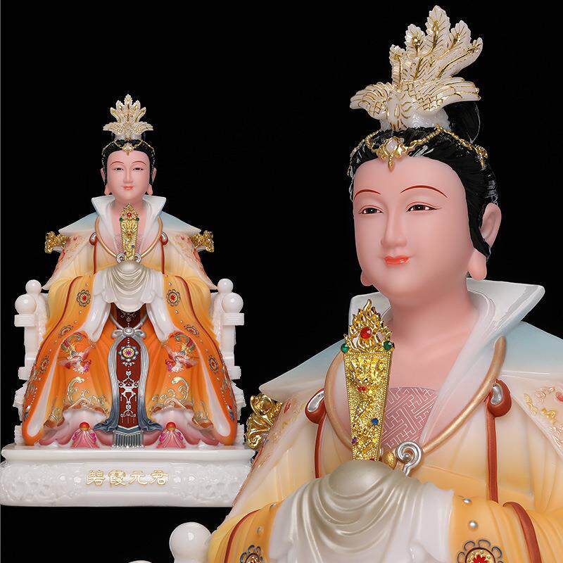 汉白玉彩绘碧霞元君泰山奶奶九天玄女黎山母老家居摆件供奉神像