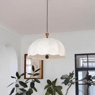 法式 原木风书房灯 印花布艺卧室吊灯奶油风餐厅灯中古vintage日式