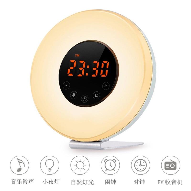 2017新款智能唤醒灯闹钟 led触摸时钟灯带FM收音机 模拟日出日落