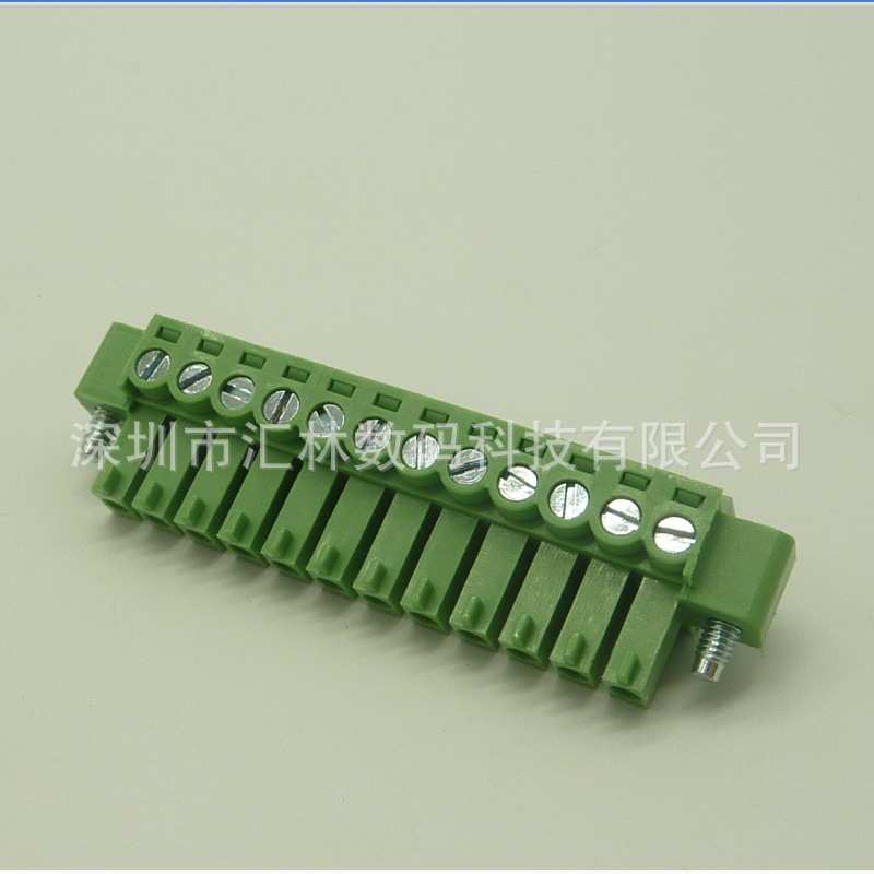 替代dinkle接线端子EC381VM-12P带耳插头-黑色/绿色-3.81穿墙端子