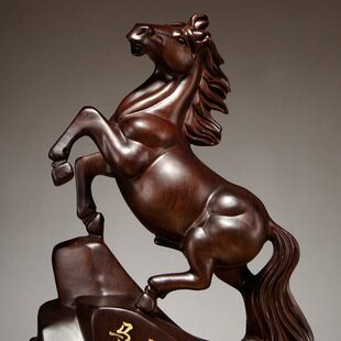 黑檀木马雕刻摆件实木质马到成功工艺品家居客厅装饰店铺开业送礼