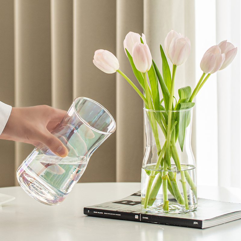 花瓶玻璃a小郁金香插花水培高级感透明摆件客厅水养器皿专用鲜花
