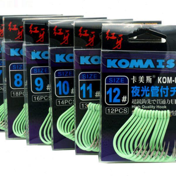 卡美斯红牙夜光管付千又荧光有倒刺三角牙鱼钩黄鸡钩矶钓管付钩