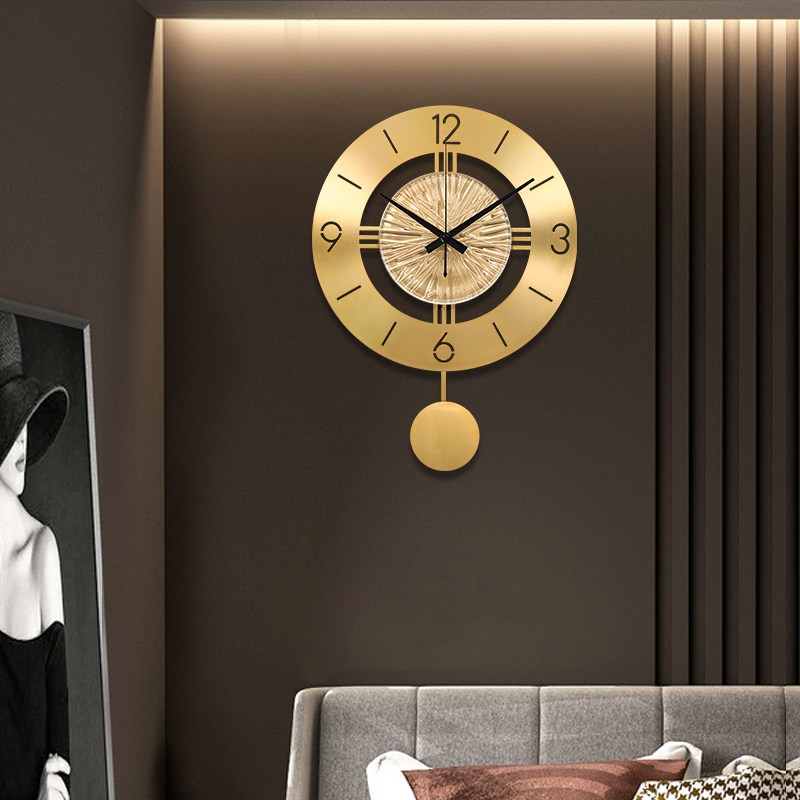 北欧挂钟客厅家用时尚极简轻奢纯铜网红现代简约S大气创意石英钟