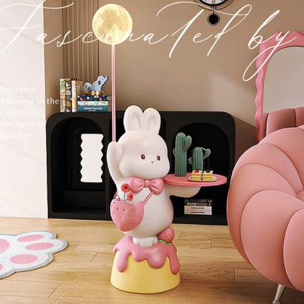 可爱兔落地摆件灯卡通奶油风大型创意客厅电视柜沙发边家居装饰品