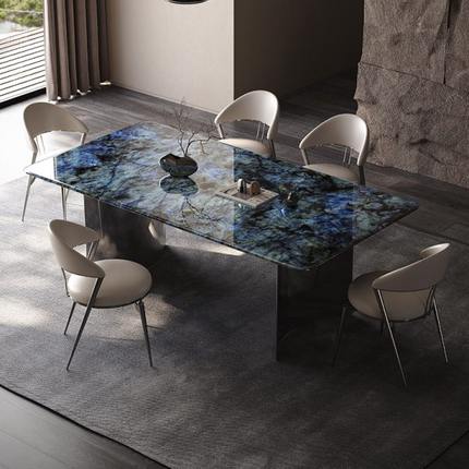 高端超晶石意式简约饭桌2024新款小户型家用餐桌椅组合长方形餐桌