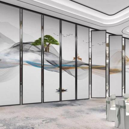 移动活动隔断墙板酒店包厢旋转折叠屏风铝合金推拉门吊轨展厅定制