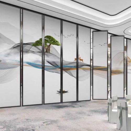 移动活动隔断墙板酒店包厢旋转折叠屏风铝合金推拉门吊轨展厅定制