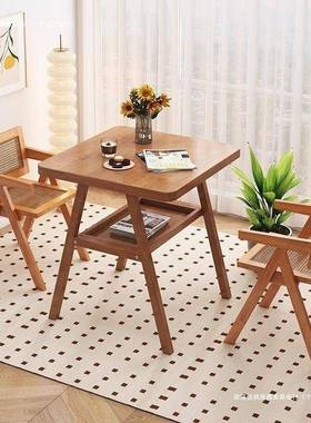 两椅洽谈桌阳台茶桌椅组合简约小户型一桌休闲实木藤椅三件套网红