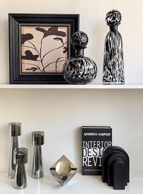 态生活轻奢中古风水晶玻璃花瓶摆件客厅电视柜书房创意家居装饰品