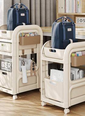 书包置物架落地可移动小推车放书本收纳架家用宿舍桌边下多层架子