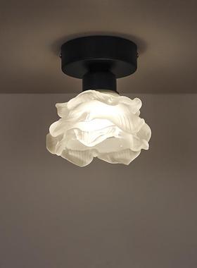 小玫瑰吸顶灯法式复古轻奢玄关灯美式民宿走廊灯现代简约过道灯