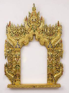 东南亚梳妆台化妆镜洗手间挂墙镜子泰国实木雕花镜框玄关卧室壁饰