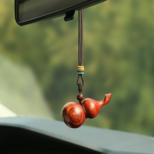 天然檀木葫d芦手把件紫檀随身文玩创意摆件男女实木把玩件车挂饰