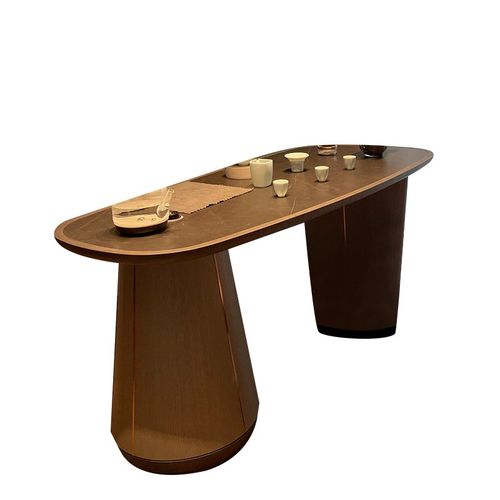 新中式茶桌2024新款高端阳台小型家用实木小茶台岩板胡桃木泡茶桌