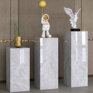 现轻奢客厅玄关落地岩板摆件底座展示台电视柜旁装饰艺术品摆台