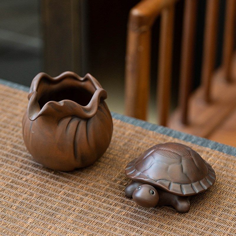 乌龟金蟾茶漏紫砂紫陶一体器套装公道杯茶叶过滤器大漏斗道配件具