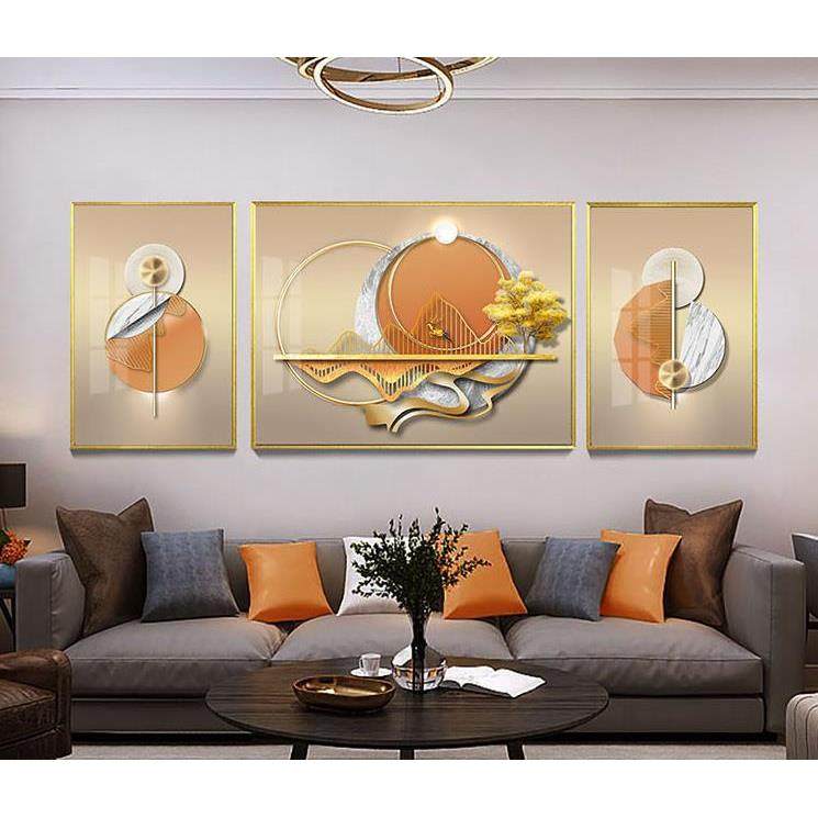 轻奢新中式客厅沙发壁画挂画抽象山水风景麋鹿发财树三联装饰画,特色手工艺,其他特色工艺品,淘宝优惠券,粉丝福利购,淘宝优惠卷