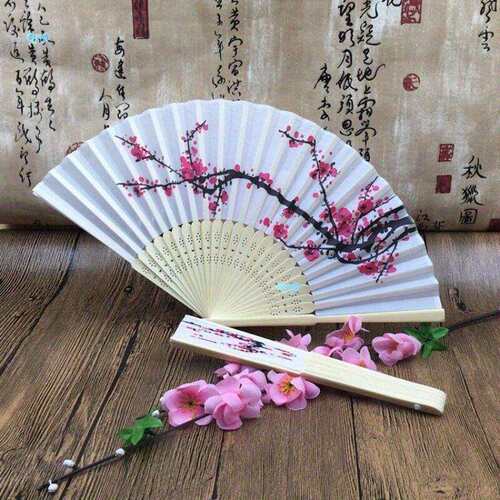 10PCSElegantCherryBlossomFoldingHandFans,Paper,