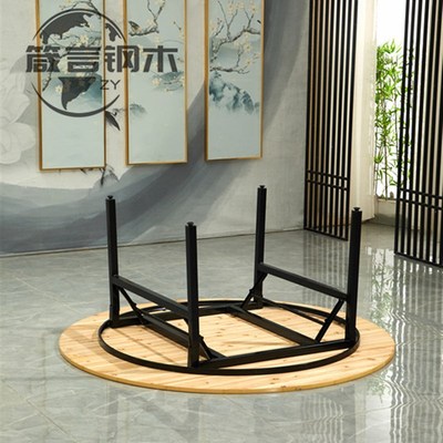 纯实木杉木饭桌酒店家用大圆桌宴会折叠圆形餐桌圆桌面板大圆桌子