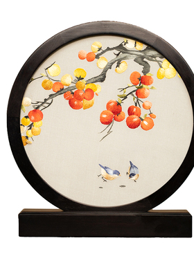 苏州刺绣国风摆件手工双面绣装饰品台屏中式客厅桌面摆台商务礼品