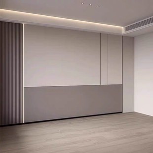 极简木纹卧室定制壁布轻奢电视背景墙壁纸格栅客厅沙发背景墙布