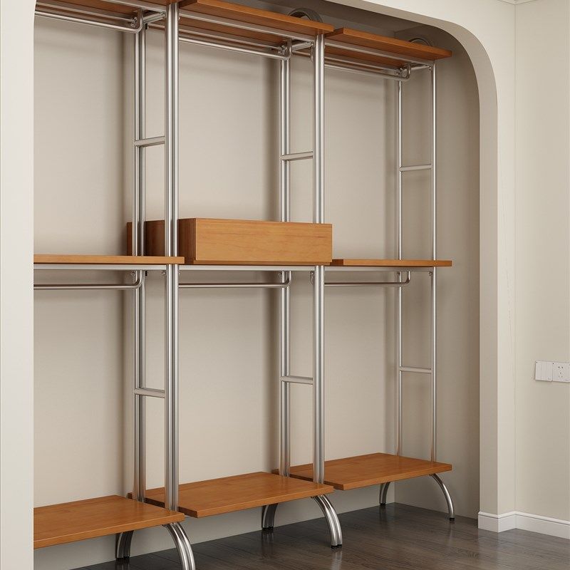 金属衣柜2025新款爆款卧室家用实木钢架结构开放式衣帽间定制衣橱
